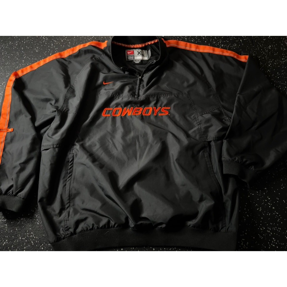 Oklahoma State Cowboys Jacket Mens X-LARGE Black Vintage Nike Team Anorak XL